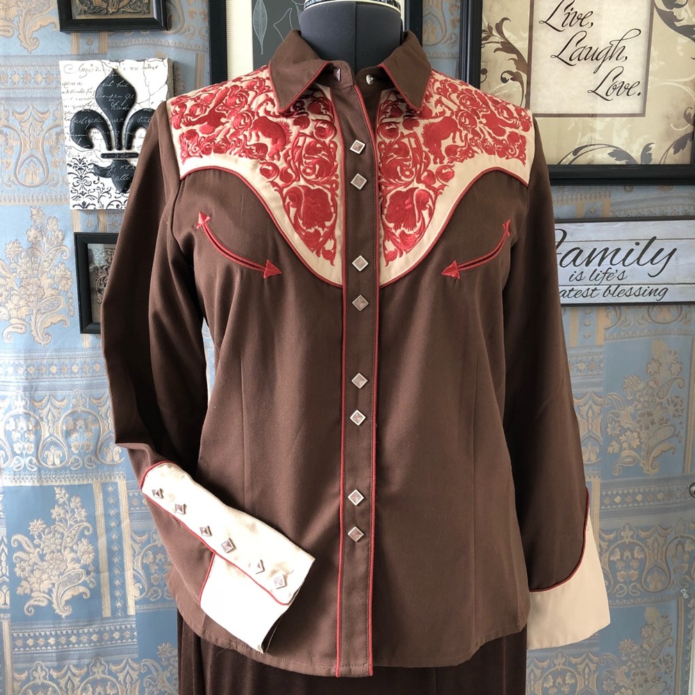 Vintage Scully Western shirt brown, Snap